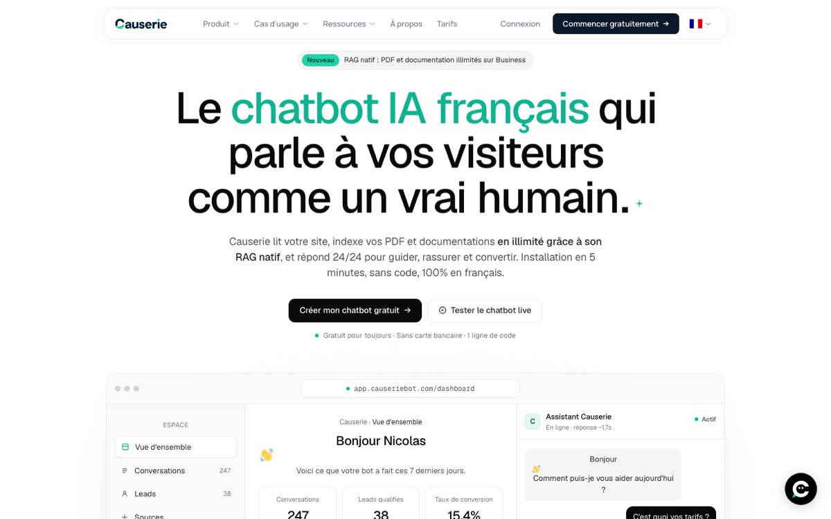 Site CauserieBot réalisé par Codecircle