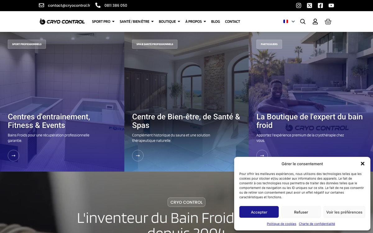 Site Cryo Control réalisé par Codecircle
