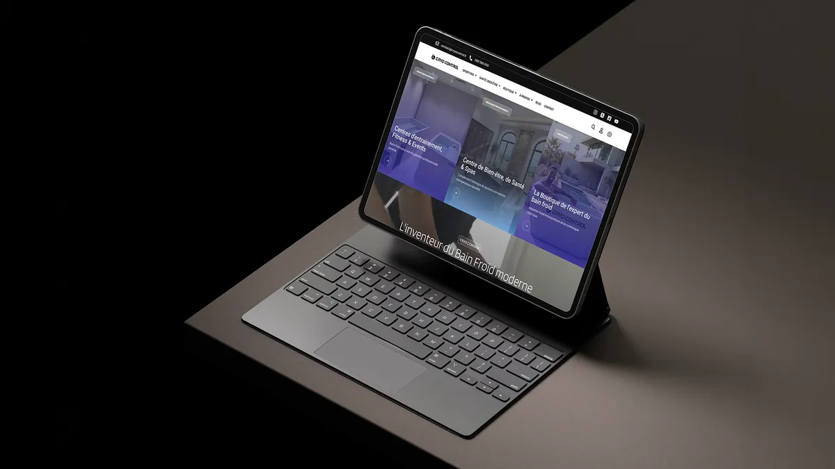 Site e-commerce Cryo Control sur un écran, réalisation de l'agence web Codecircle