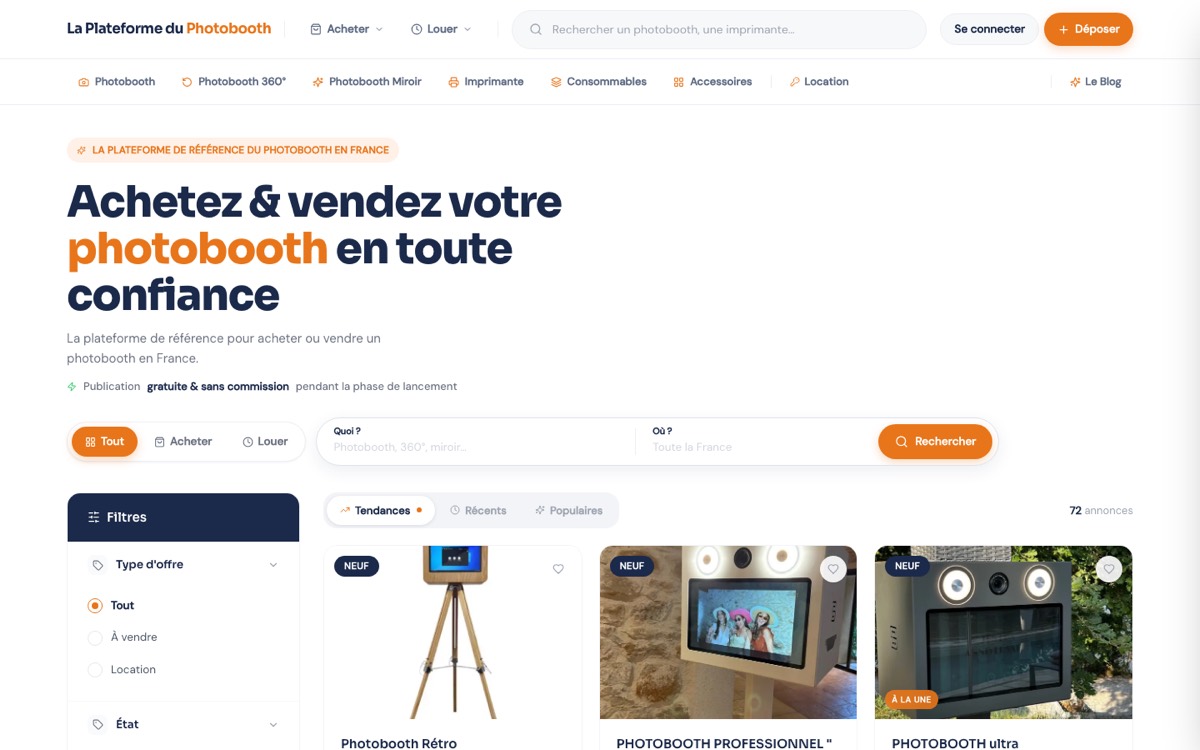Site La Plateforme du Photobooth réalisé par Codecircle