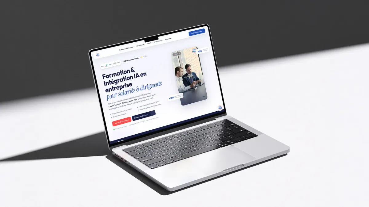Site de NoCode IA Toulouse sur un écran, réalisation de l'agence web Codecircle