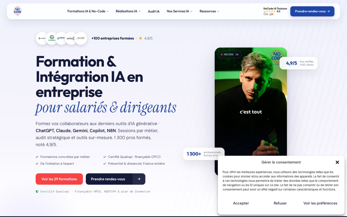 Site NoCode IA Toulouse réalisé par Codecircle